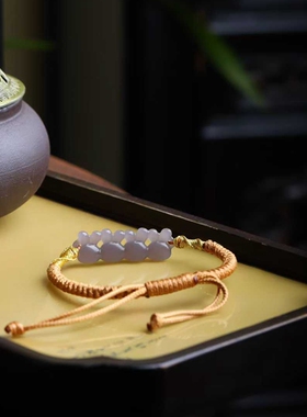 天然新疆和田玉玉器工厂店青海料老料烟紫色玉石生肖兔手牌手链