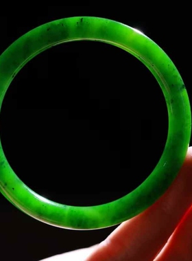 和田玉工厂店天然新疆和田玉俄料碧玉老料微黑点玉石圆条镯带证书