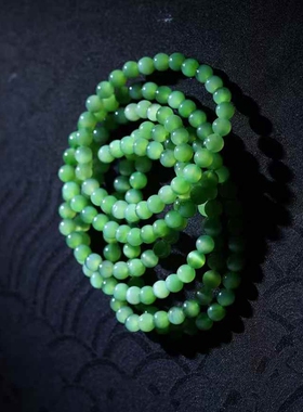 天然新疆和田玉玉器供应链俄料碧玉老料冰底微猫眼玉石手串带证书