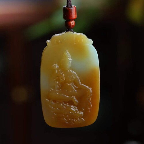 天然和田玉玉器工厂店新疆且末料老料俏糖色玉石乘龙观音吊坠挂件 - 图3
