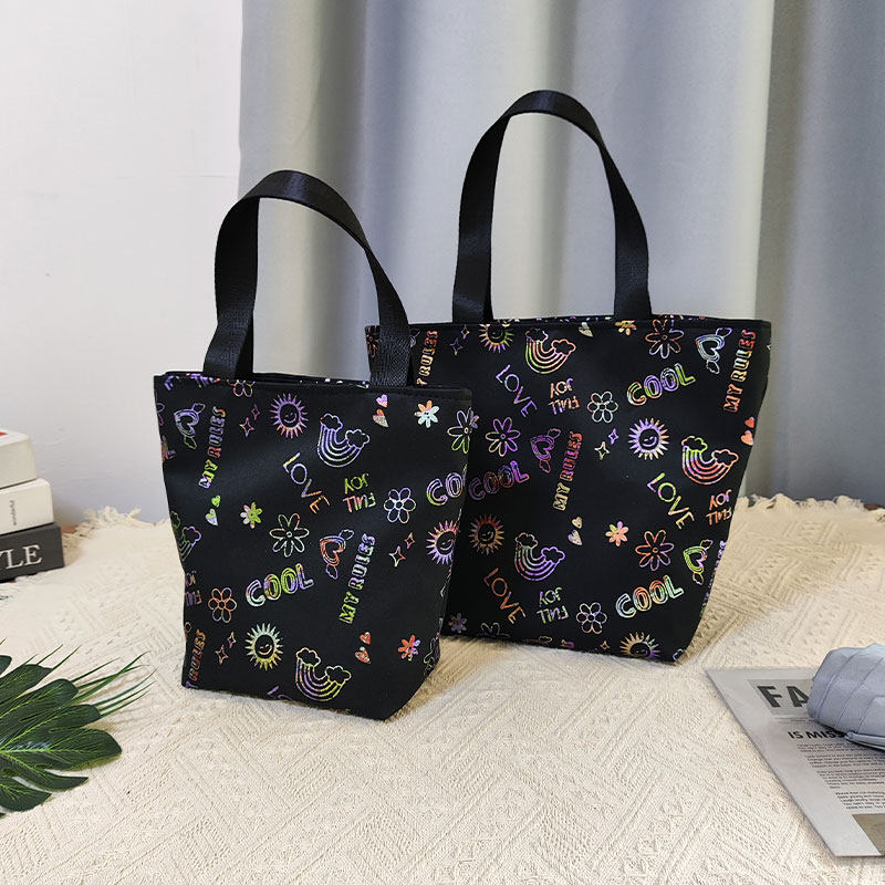 印花手提包女2025新款可爱学生帆布包迷你手拎包休闲便当袋防水,淘宝优惠券,粉丝福利购,淘宝优惠卷