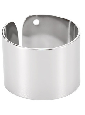 XXOFF简约风加宽版素圈银白色开口钛钢女士戒指