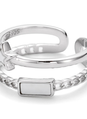 XXOFF925银星星嘻哈风链条戒指