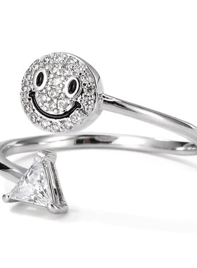 闪钻开口可调节女士戒指