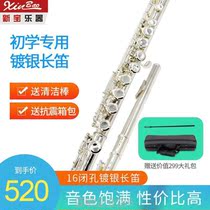 New Bao long flute instrument silver plated flute 16 holes closed hole C tone white bronze long flute beginner amateur special FL300S