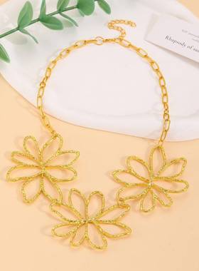 exaggerated earrings irregular flower design women necklace