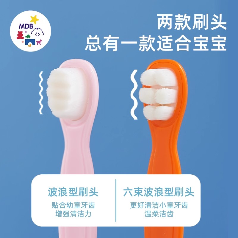 MDB婴幼儿童万毛牙刷1-2-3岁宝宝迷你乳牙刷小头超细软毛短柄便携 - 图1