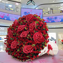 Outdoor Giant Bouquet Mesh Red Beauty Chen Pendulum Pieces Rose Wedding Flowers Art Outdoor Decoration Emulation Flower Waterfall Photo