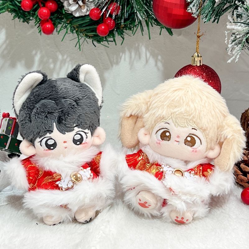 现货10cm娃衣新年款过年服冬装套装棉花娃娃公仔换装玩偶毛绒玩具 - 图0