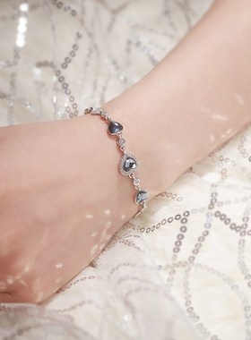 海洋之心蓝色毕业礼物水晶手链