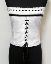 Jacquard weave stock BLACK AND WHITE COLLARED STRAP SMEARED VEST HOT GIRL OUTSIDE WEARING OPEN BACK BLOUSES SUMMER NOT TO BACK DOWN