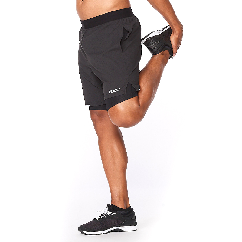 2XU Aero系列压缩短裤男二合一紧身短裤假两件夏跑步健身运动短裤