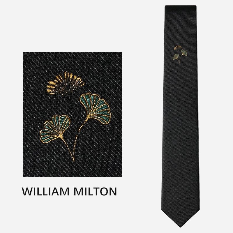 WILLIAM MILTON国潮风君子兰刺绣真丝领带男高级商务休闲领带礼盒,淘宝优惠券,粉丝福利购,淘宝优惠卷