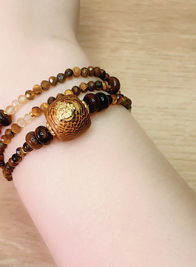 Mrs猪师奶棕色虎眼石招财手链