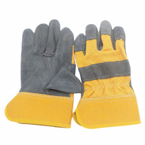 Short leather gloves abrasion resistant and heat resistant protective gloves Mechanical operation electrowelded gloves 2nd floor Yellow cloth Dispensers