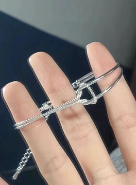 简约高级感打结双层半镯手链女ins个性气质小众百搭设计感手饰品