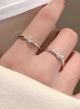 蝴蝶锆石开口戒指女2026新款爆款冷淡风食指戒轻奢小众设计感指环