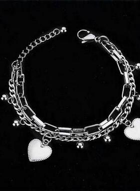 暗黑系网红潮流双层丧系做旧手链ins欧美风嘻哈潮流百搭手饰