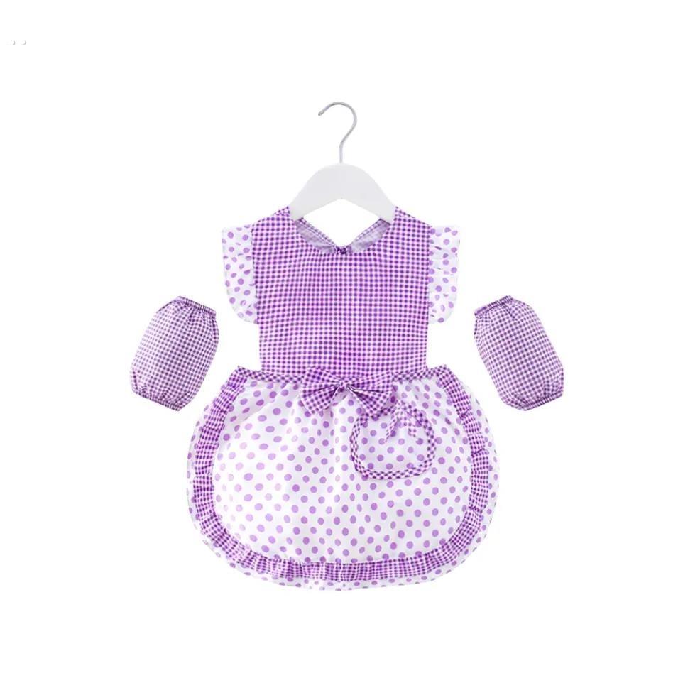 Baby girl smock thin dining clothes waterproof princess child apron children's bib baby rice pocket sleeveless summer