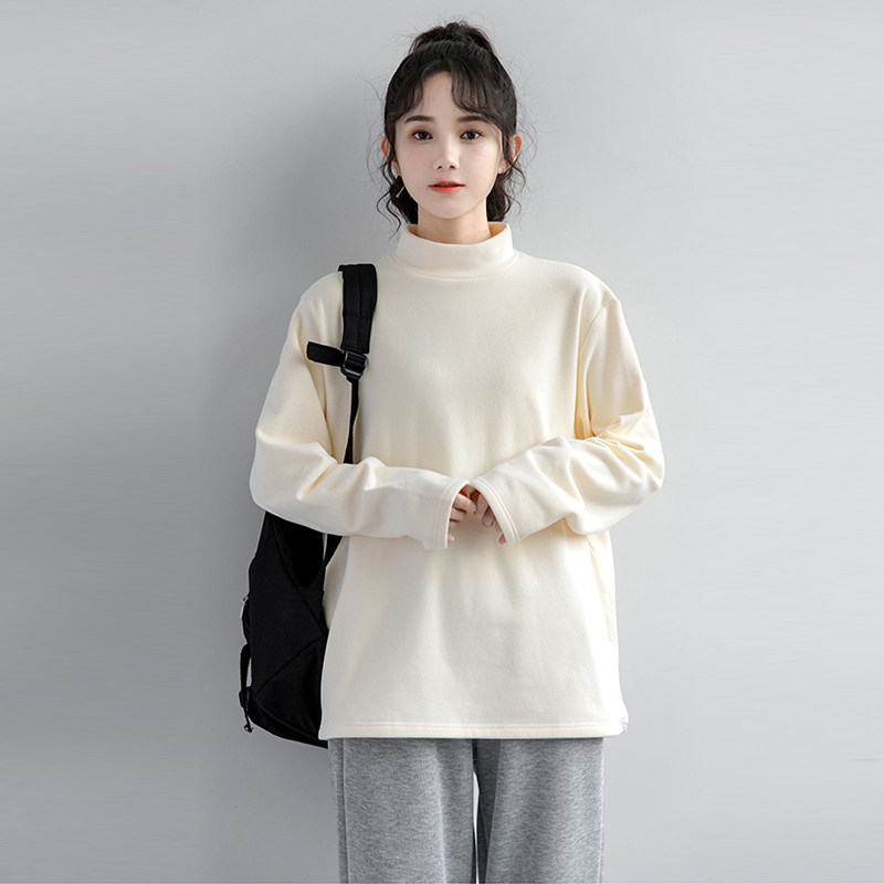 大码300斤双面德绒半高领打底衫女新款秋冬季上衣磨毛内搭小卫衣,淘宝优惠券,粉丝福利购,淘宝优惠卷