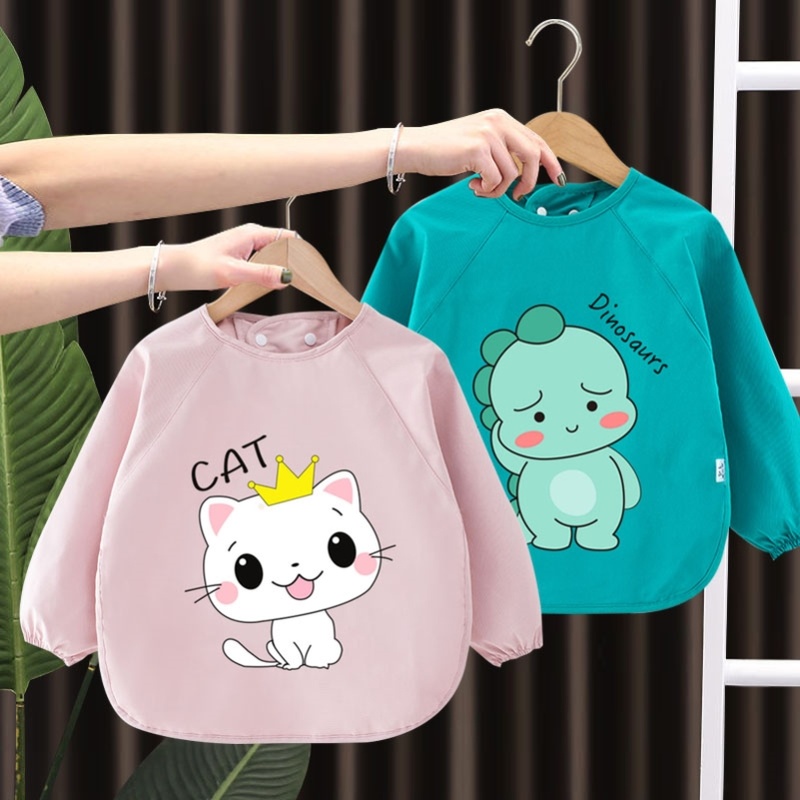 Children's smock autumn and winter long-sleeved kindergarten baby eating bib full body waterproof and dirt-proof 3-4-5 years old 0-2 babies
