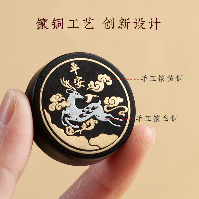 一只小鹿黑檀木质财运猫汽车挂件出入平安鹿小车内后视镜饰品吊坠