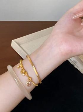 新款古法沙金冰透琉璃盘缠手链