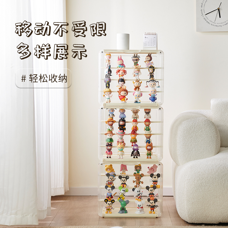 阶梯式大号透明盲盒泡泡玛特手办收纳展示架小摆件积木公仔防尘盒 - 图3