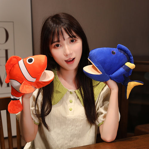海洋鲨鱼手偶玩具小丑鱼手套玩偶可张嘴宝宝早教亲子互动表演道具 - 图1