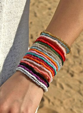 16/20 Pcs/set Bohemian Colorful Rice Beads Bracelets for Wom