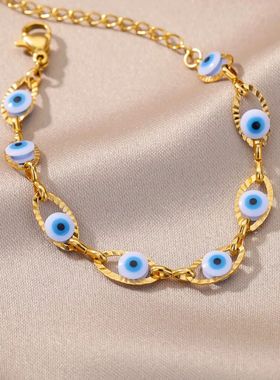 Gothic Rainbow Evil Eye Bracelets For Women Stainless Steel