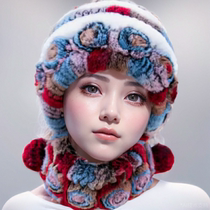 Otto Rabbit Fur Hat Children Autumn Winter Fashion Warm Mom Earthen Cap Leather Straw Hat Scarf to thicken the new