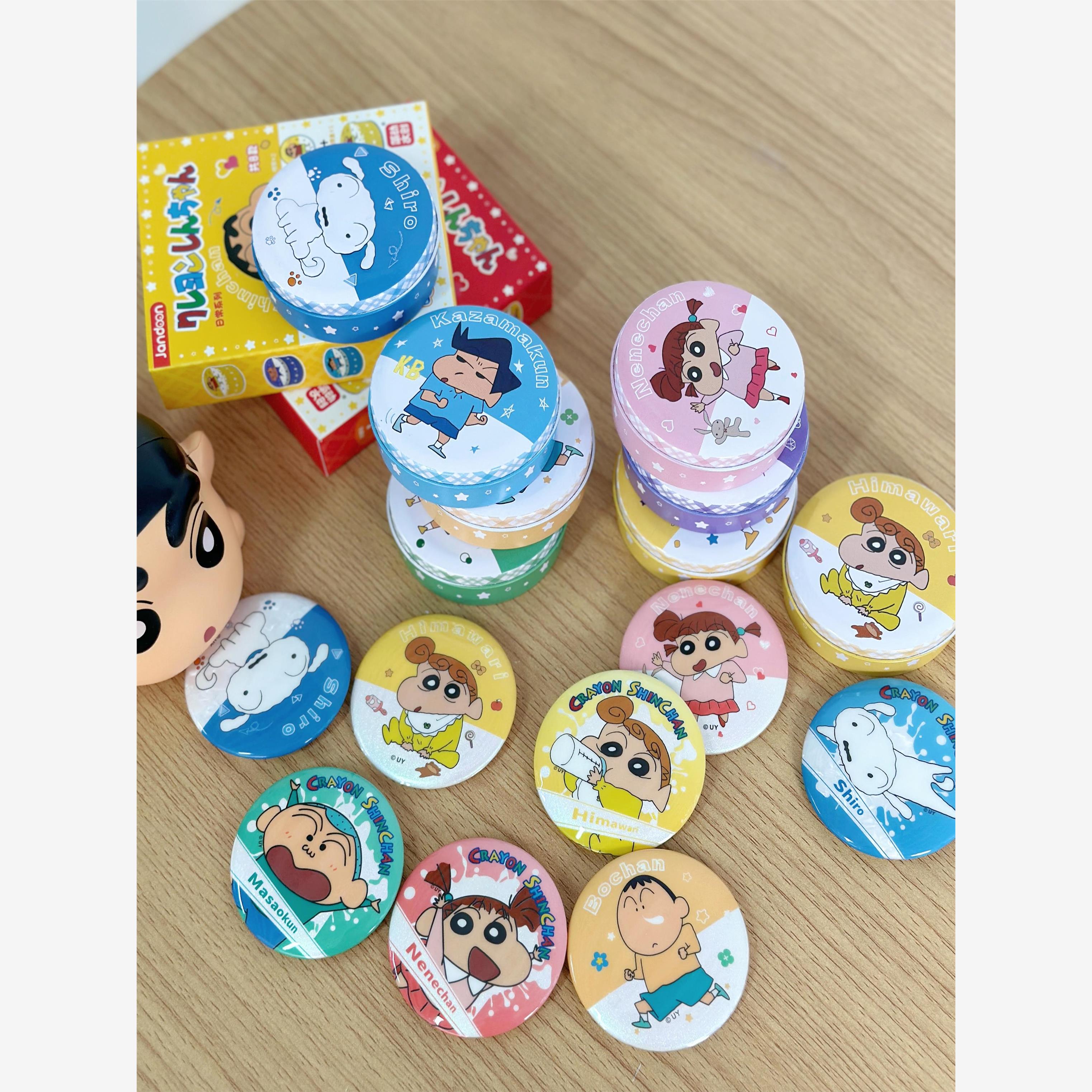 正版蜡笔小新吧唧收纳盒动漫周边盲盒桌面收纳铁盒便携式整理盒 - 图3