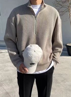 Loose Fashion Half Zipper Pullover Men's Hong Kong Style Ver