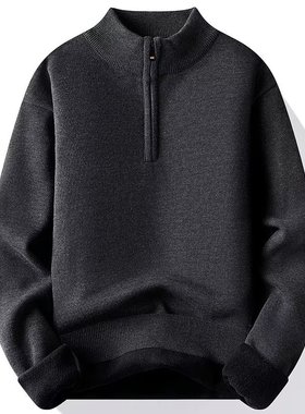 Half-zipper Men's Fleece-lined Thickened Half-high llar Swea