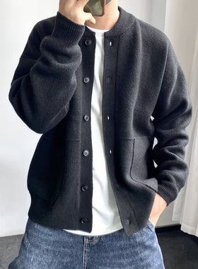 Knitted Cardigan Men's Solid lor Simple Handsome Thickened D