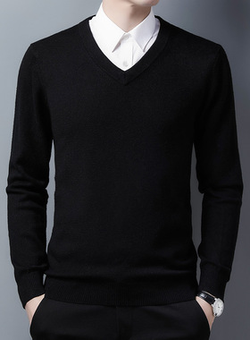 Shop Wool Sweater Men's Thickened V-neck Sweater With Wool F