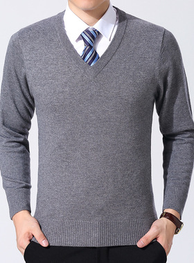 2025 Men's Wool Sweater Middle-aged Men's Business All-match