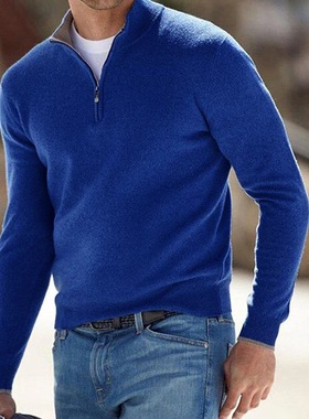 Men's at Knitwear Thickened Pullover Half-high llar Men's Sw