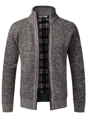 rendy Men's Cardigan Vertical llar Sweater Slim-fit Fleece-l