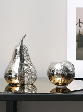 轻奢电镀瓷梨子橘子仿真水果