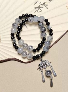 新中式国风手串双圈叠戴手链小众创意百搭设计感女复古串珠手饰