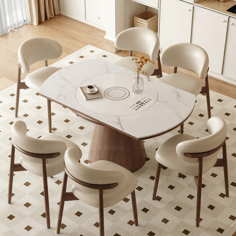 政府补贴座家智能岩板餐桌家用带转盘方圆两用实木新型可折叠饭桌,淘宝优惠券,粉丝福利购,淘宝优惠卷