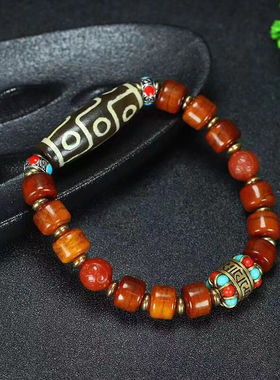 西藏老天珠九眼牛骨玛瑙