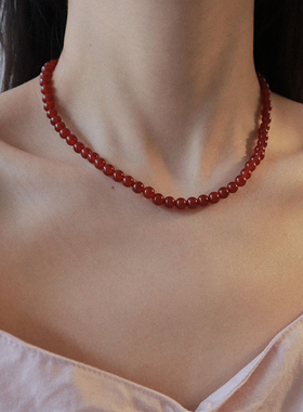 秋冬搭配红色项链女士简