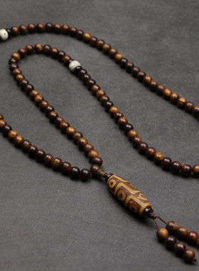 天珠吊坠项链男复古简约绳