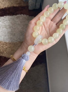 天然阿富汗玉手持蚕丝猫眼