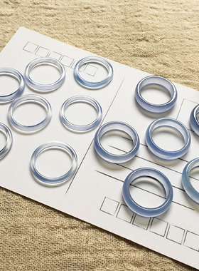 天然冰种蓝玉髓戒指浅色玛