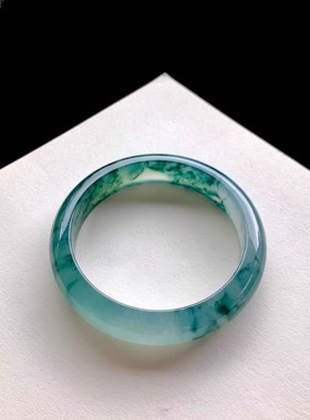 冰种飘花翡翠手镯缅甸老坑