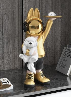 创意宇航员兔子客厅摆件玄关电视柜办公室桌面装饰品乔迁新居礼品